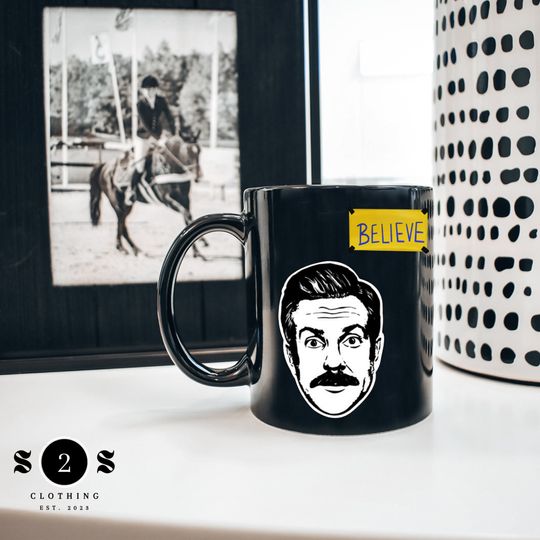 Ted Lasso Mug, Ted Lasso Sticker Mug, Believe Coffee Mug, Diamond Dogs Club Ted Lasso Gift
