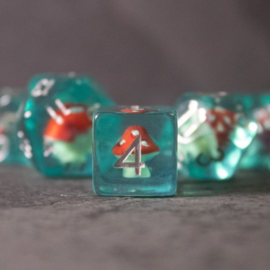 Mushroom Dice Set for DnD // Role Playing Dice for Druids