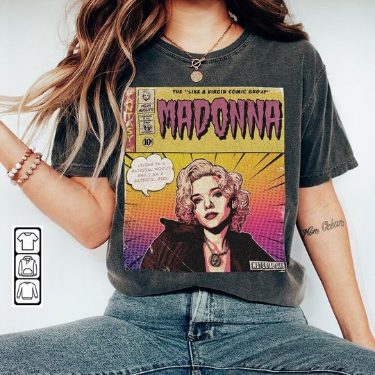 Madonna Comic Shirt, 90S Vintage Merch Book Art Material Girl Like A Virgin Album Concert Ticket