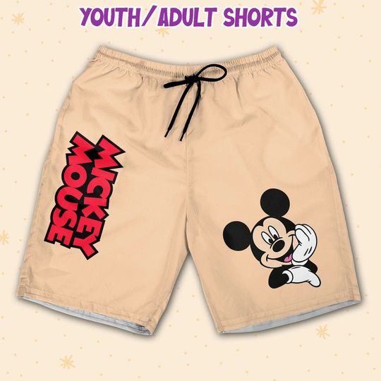 Personalize Vintage Disney Mickey Mouse Shorts JS,  Mickey Shorts, Disney Shorts, Beach Shorts