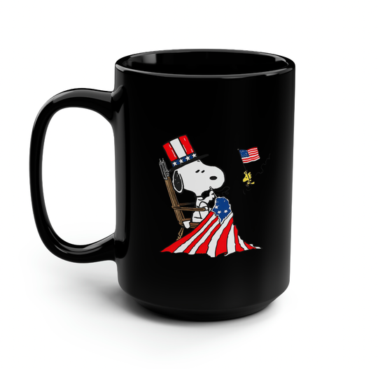 Snoopy Sewing 4th of July Flag Mugs