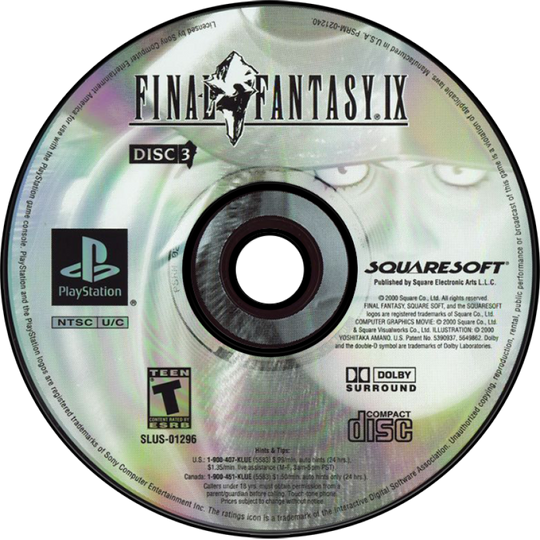 Final Fantasy IX Disc 3 Video Game Glass Coaster 2000s, Retro, Game Cube