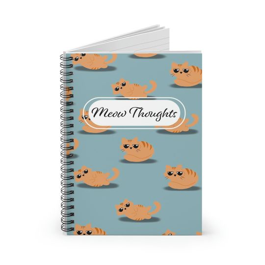Meow Thoughts - Cat Theme Spiral Notebook - Notebook Journal - Animal Notebook - Writing Notebook - Cute Journal - Stationery Gift - Cats
