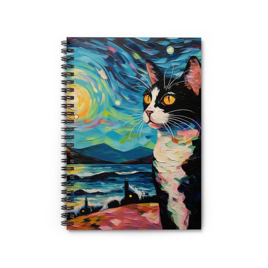 Spiral Notebook Ruled Line Tuxedo Cat- Tuxedo Cat Spiral Notebook Cat Spiral Notebook Cat Lover School Spiral Notebooks School Essentials