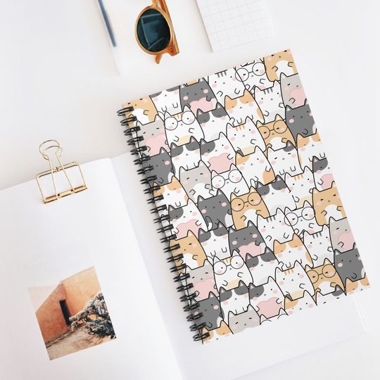 Cute Kawaii Cats Spiral Notebook Ruled Line Paper Journal for  Women and Teen Girls Cat Lovers Gift Notebook Journal Cute Kawaii Gift