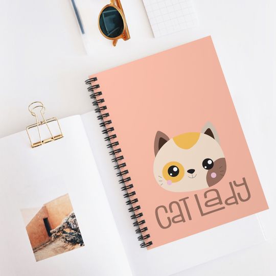 Cat Lovers Notebook, 6 x 8 Spiral Notebook for Feline Pet Owners, Cartoon Kitten Illustration for Teenage Girl Gift