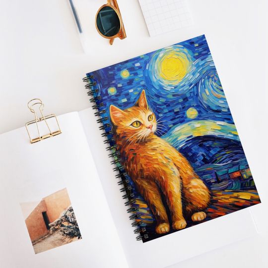 Van Gogh's Cats in Whiskered Formations Notebook Spiral Notebook - Ruled Line