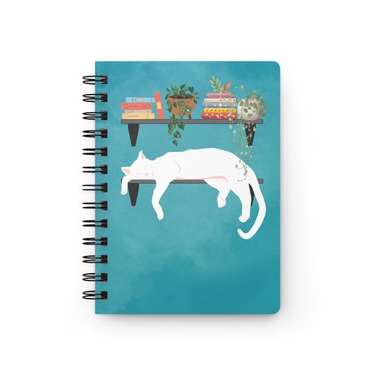 Sleeping Cat Journal  Gift for Cat Lover  Spiral Notebook  Journaling  Gift for Writers  Animal Lovers  Cat Journal  Cat on a Shelf