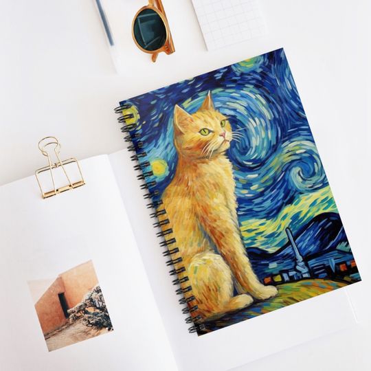 Meow-sterpieces from the Cat Van Gogh Notebook Spiral Notebook - Ruled Line