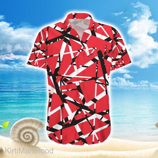 Eddie van Hawaiian Shirt, Valen Halen Button Up Shirt, Music Band Tropical Hawaii Shirt, Halen Rock Band Shirt