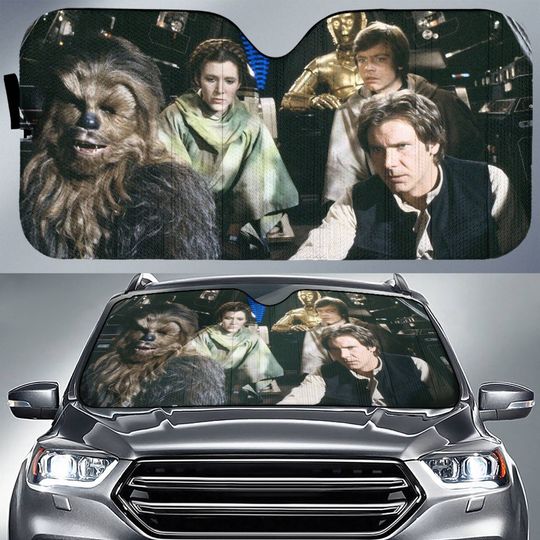 Galaxy Edge Millennium Falcon Car Sunshade | Car Sun Shade | Princess Leia Chewbacca Han Solo Car Windshield