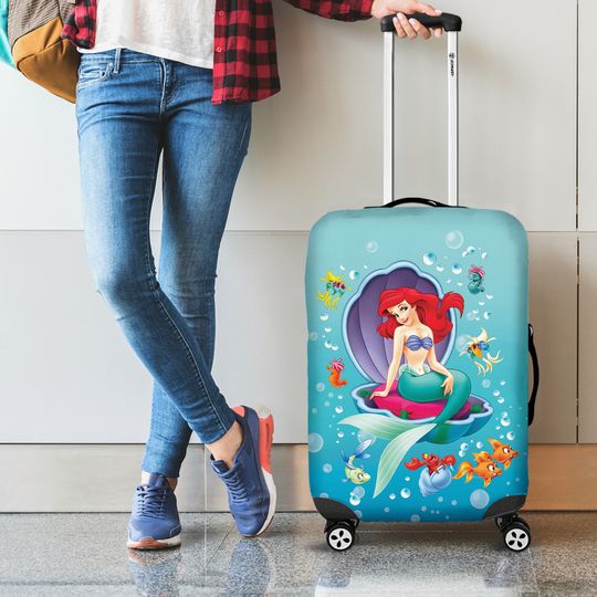 Little Mermaid Suitcase Protector, Little Mermaid Luggage Cover, Ariel Luggage Protector, Kids Disney Ariel Suitcase Cover