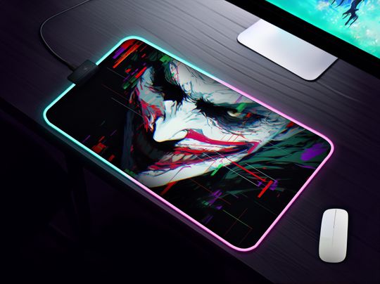 The Joker Smiling Glitch LED RGB Gaming Mouse Pad