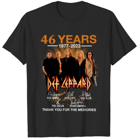 46 Years Def Leppard Band Signature Shirt, Rock Band Def Leppard 2023 Tour Shirt