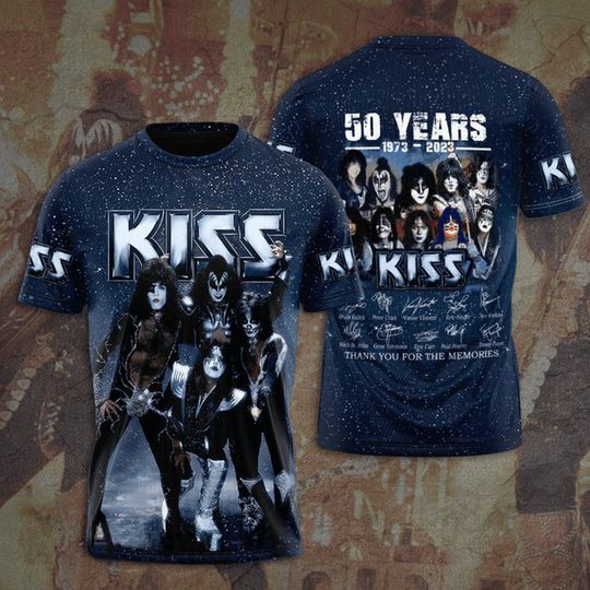 Kiss Band 50th Anniversary 1973-2023 Signature 3D T-Shirt