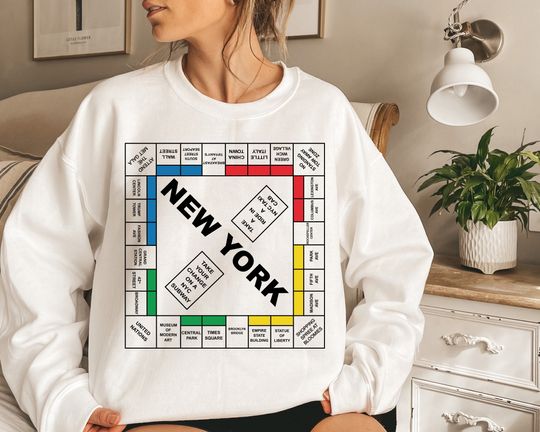 New York Monopoly Sweatshirt, And Just Like That Crewneck Sweatshirt, Carrie New York Monopoly Sweatshirt