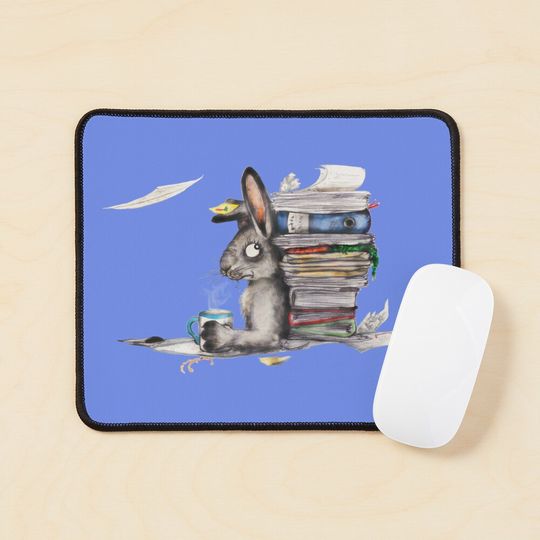 Busy Bunny | Cartoon Rabbit Working Day  Mouse Pad
