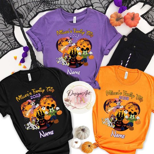 Personalized Disney Halloween Family shirt, Family Halloween party shirts, Mickey & friends Halloween shirt
