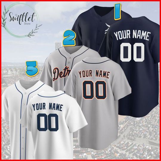 Personalized Detroit Baseball Game Jersey, Detroit Custom Name & Number