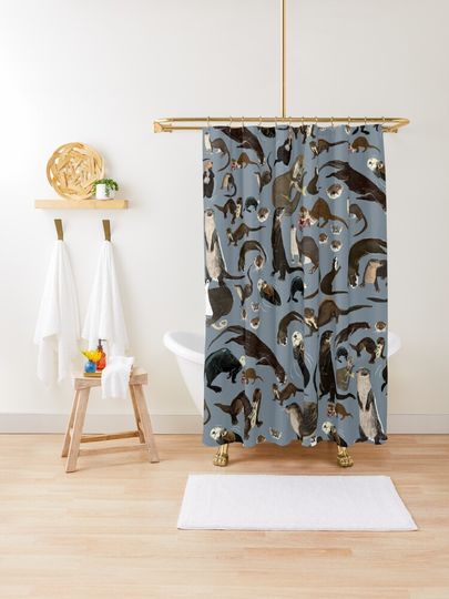 Old World otters | Shower Curtain