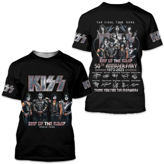 Kiss Band 50th Anniversary 1973-2023 Signature 3D T-Shirt
