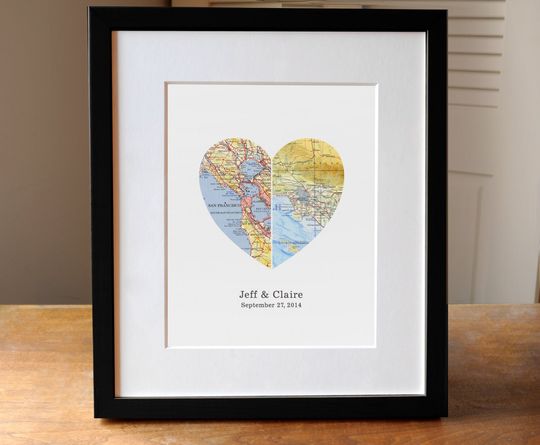 Heart Map, Wedding Gift, Anniverary Gift, Gift for Couple, Engagement Gift, Gift for Couple, Gift for Wife, Custom Map Art