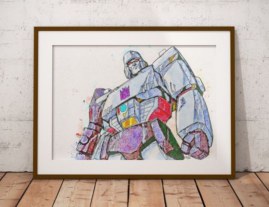 Custom Transformers Megatron Digital Line Drawing Sketch - Wall Art Poster Print - Geeky Sci-Fi Gift