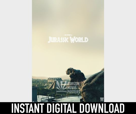 Jurassic World Minimalist Movie Poster Digital Download Chris Pratt Bryce Dallas Howard 2015 Dinosaur Film Print