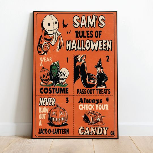 Sam's rules of Halloween Poster, Never blow out a Jack-o-lattern Poster