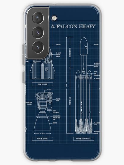 SPACEX: Falcon 9 & Falcon Heavy (Navy Blueprint) | Samsung Galaxy Phone Case
