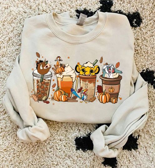 Lion King Latte Coffee Halloween Sweatshirt, Disney Halloween Coffee Sweater