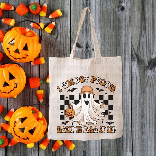 Halloween Tote Bag, Halloween Treat Bag, Halloween Gift Bag, Canvas Tote Bag, Candy Tote Bag, Bookish Tote Bag, Cute Tote Bag, Kids Haloween Tote Bag