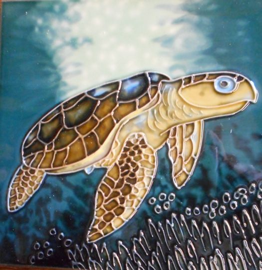Turtle painted Ceramic Photos Tile