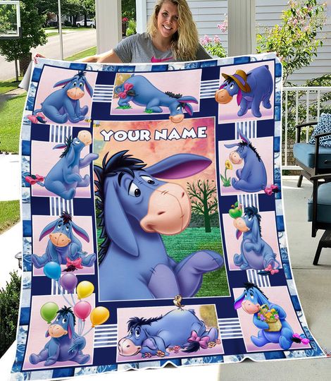 Personalized Eeyore Blanket Winnie Pooh Eeyore Fleece Blanket