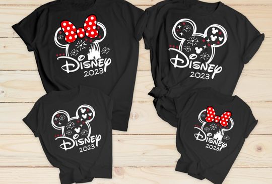 Matching family Disney t-shirts 2023 holiday Matching shirts bow matching t-shirts