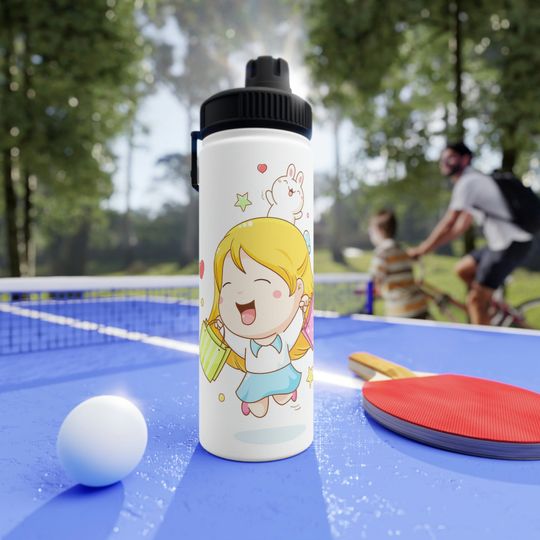 Cute Chibi Girl Shopping Stainless Steel Water Bottle Sports Lid