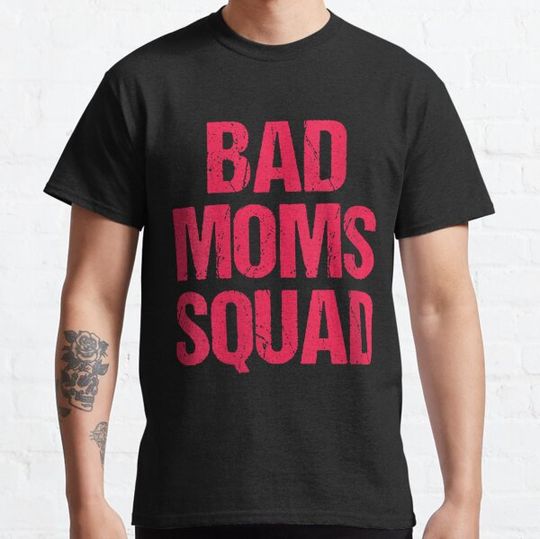 Womens Bad Mom Squad Funny Saying Statement Mothers Day Women Gift V-Neck T-shirts