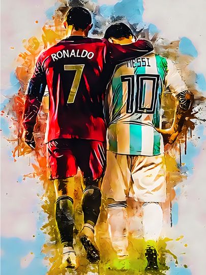 Lionel MESSI & Cristiano RONALDO Art | Soccer Sport Legends Wall Art