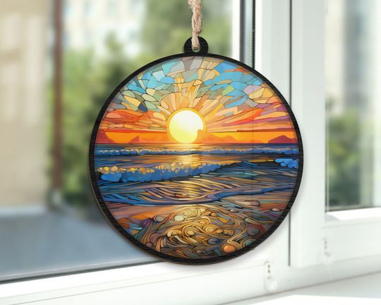 Beach Suncatcher Ornament, Sun Catcher, Sunset On The Beach Ornament