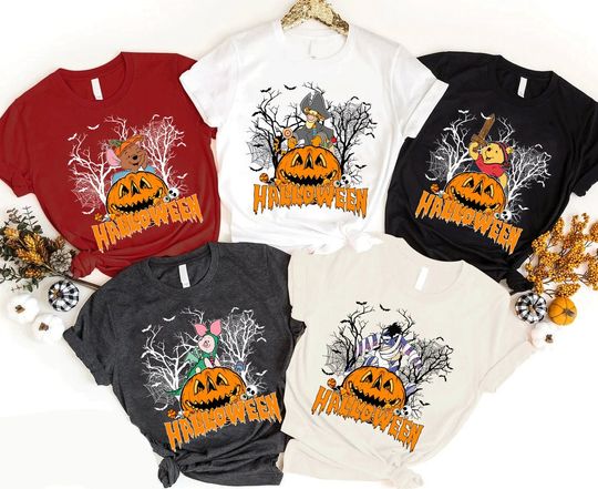 Vintage Disney Halloween T-Shirt, Pooh And Friends Halloween Shirt, Winnie The Boo Shirt, Piglet Halloween, Disney Halloween Family Shirts