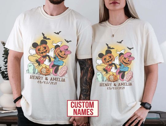  Shirt, Custom Couple Halloween Shirt, Mickey Minnie Couple Shirt, Halloween Party Shirt, Personalized Couple Shirt