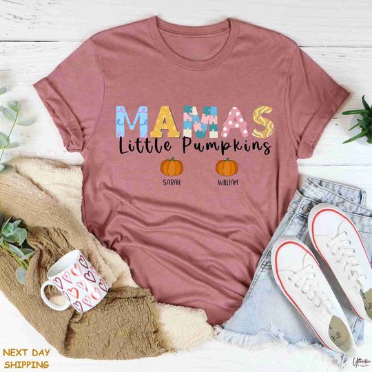 Customized Mamas Little Pumpkin Shirt, Personalized Mama Shirt, Custom Pumpkin Shirt, Halloween Vibes, Gift For Mama