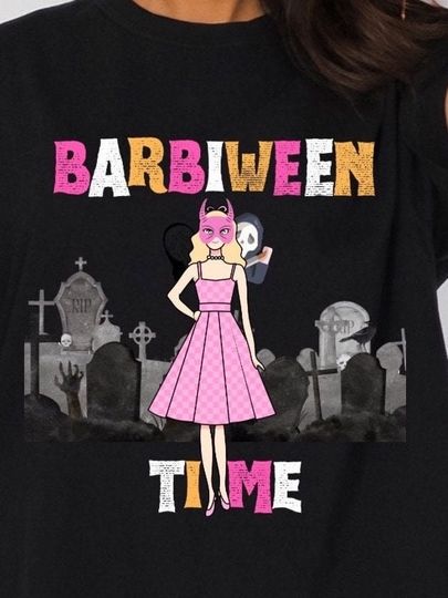 Halloween Barbie graphic t shirt for Barbie inspired art t-shirt  for Halloween oversized shirt birthday gift funny holiday