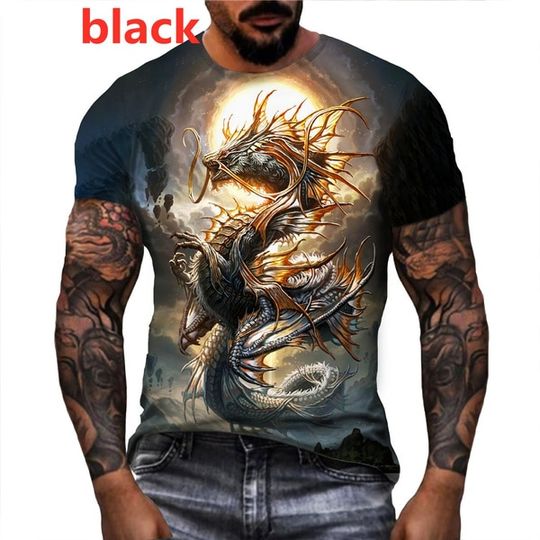 2023 Men's Fashion Dragon 3D Printed T Shirt