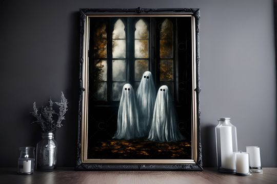 Ghost Family Print, Vintage Canvas