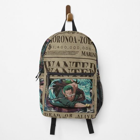 Roronoa Zoro One Piece Zoro Pirate Hunter Bounty Poster Backpack