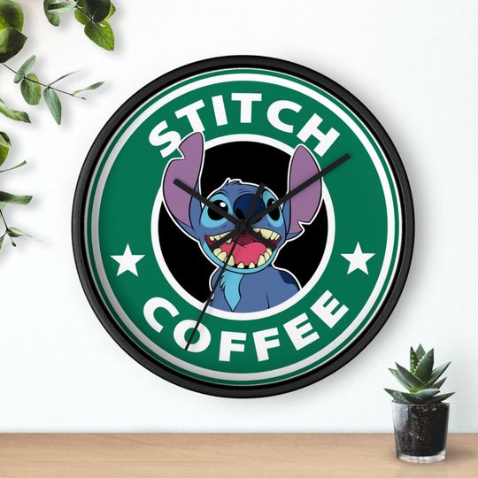 Stitch Coffee Wall Clock, Lilo and Stitch, Disney Wall Clock, Stitch Clock