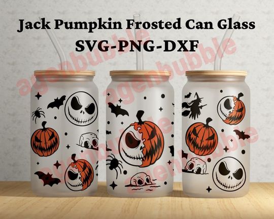 Jack Pumpkin Frosted Can Glass