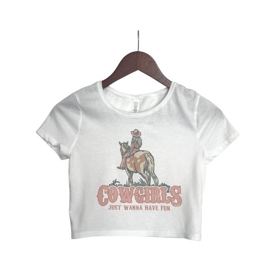 Cowgirls Just Wanna Have Fun Crop Top, Vintage Music Tops