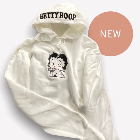 Betty Boop Embroidery Hoodie - Free Holographic Betty Boop Stickers